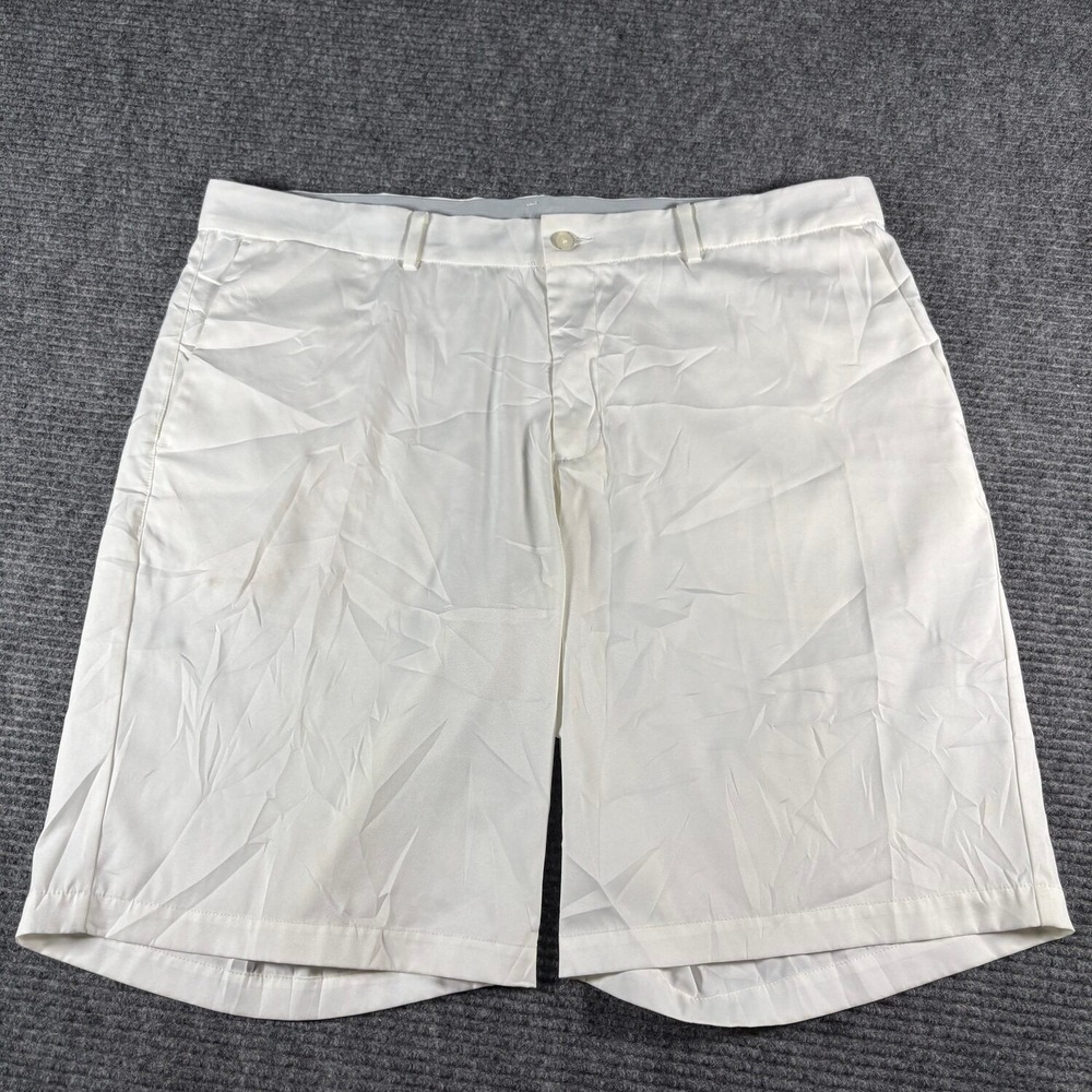 Nike Golf Shorts Mens 38 White Good Dri-FIT Standard Fit Flat Front Active